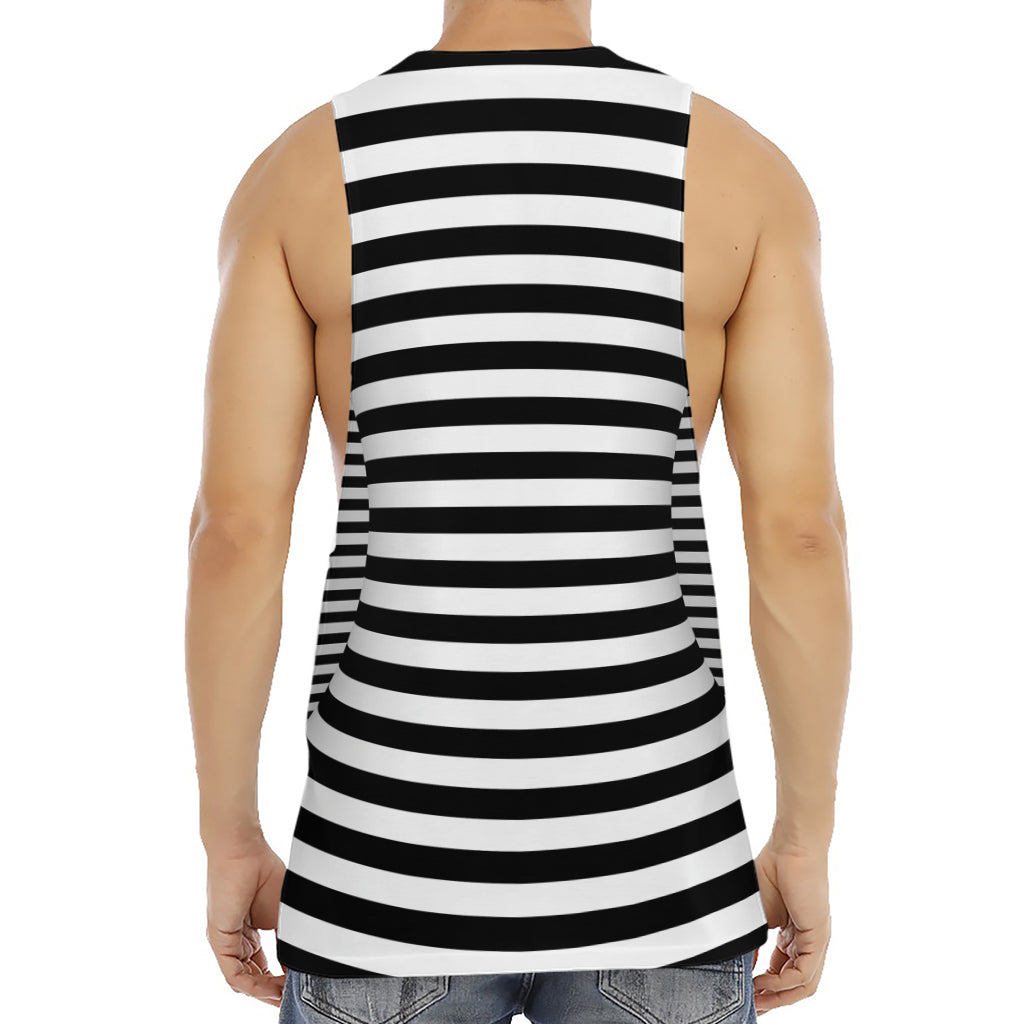 Black And White Torus Illusion Print Men's Muscle Tank Top