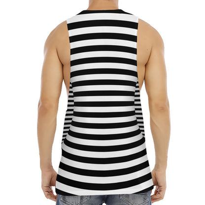 Black And White Torus Illusion Print Men's Muscle Tank Top