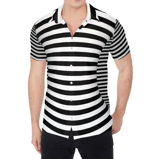 Black And White Torus Illusion Print Men's Shirt