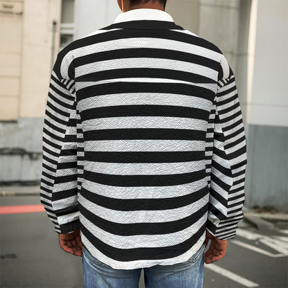 Black And White Torus Illusion Print Men's Shirt Jacket