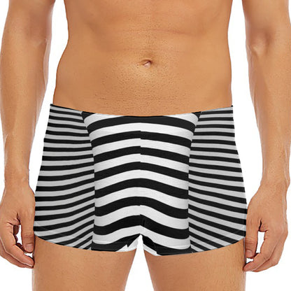 Black And White Torus Illusion Print Men's Short Boxer Briefs