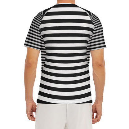 Black And White Torus Illusion Print Men's Short Sleeve Rash Guard