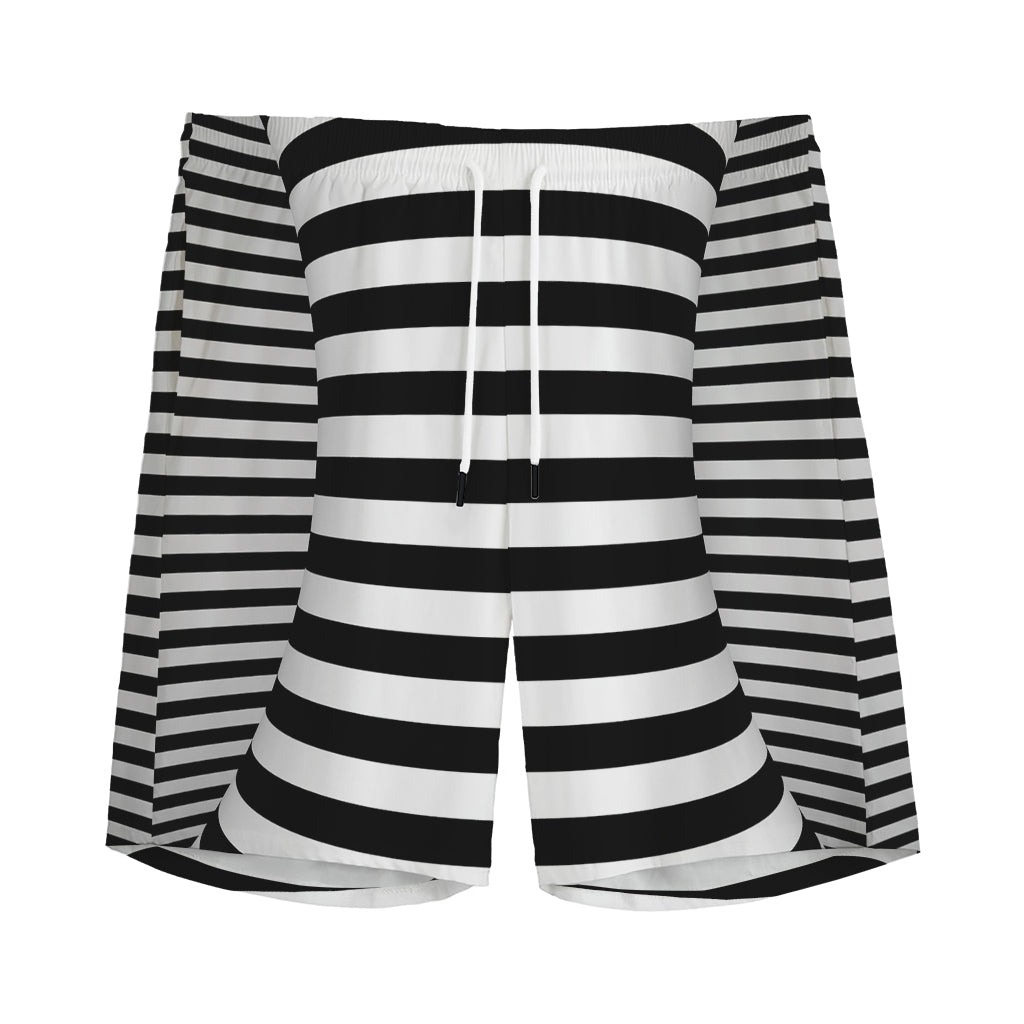 Black And White Torus Illusion Print Men's Sports Shorts