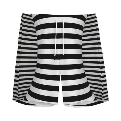Black And White Torus Illusion Print Men's Sports Shorts