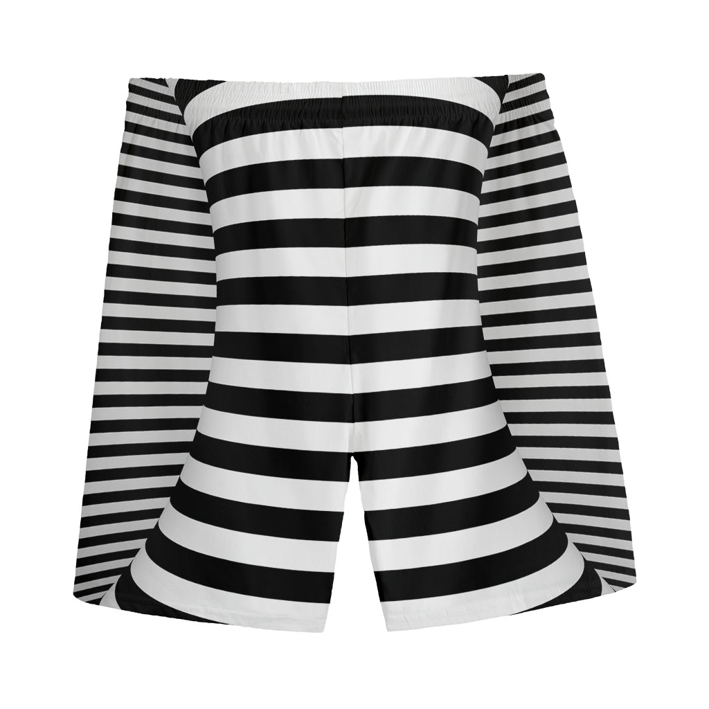 Black And White Torus Illusion Print Men's Sports Shorts