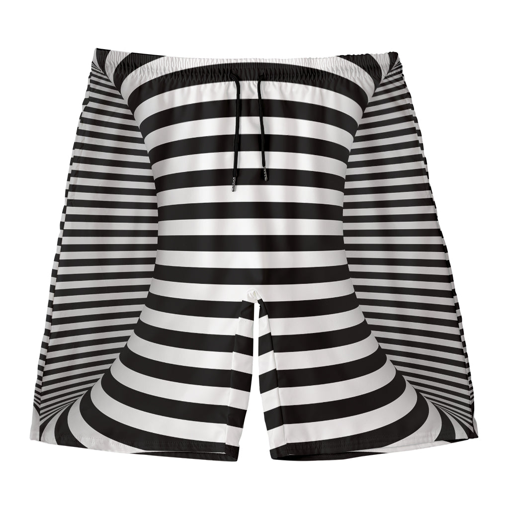 Black And White Torus Illusion Print Men's Swim Trunks