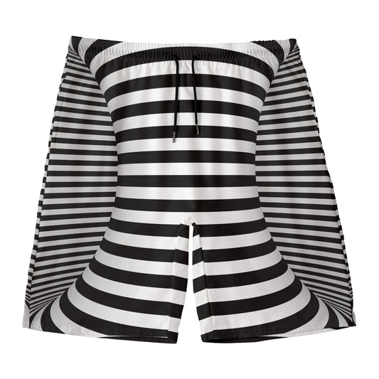 Black And White Torus Illusion Print Men's Swim Trunks