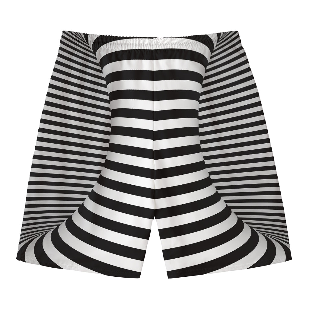 Black And White Torus Illusion Print Men's Swim Trunks