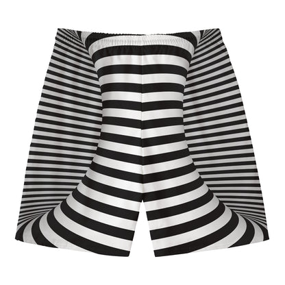 Black And White Torus Illusion Print Men's Swim Trunks