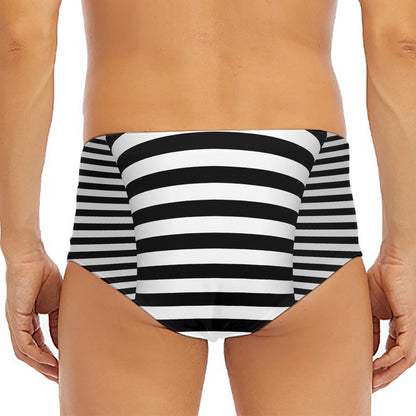 Black And White Torus Illusion Print Men's Triangle Swim Briefs