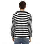 Black And White Torus Illusion Print Men's Velvet Pullover Hoodie