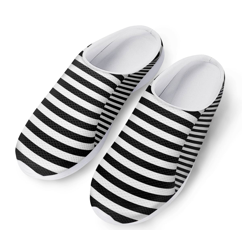 Black And White Torus Illusion Print Mesh Casual Shoes