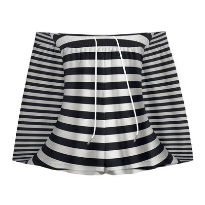 Black And White Torus Illusion Print Mesh Shorts