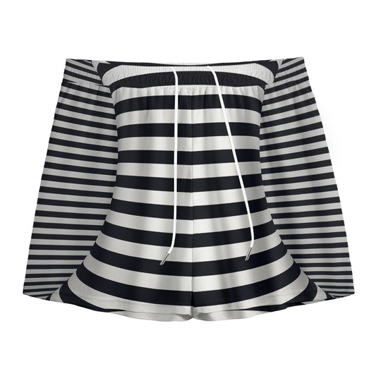 Black And White Torus Illusion Print Mesh Shorts