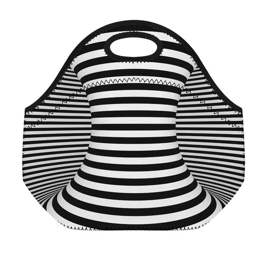 Black And White Torus Illusion Print Neoprene Lunch Bag