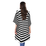 Black And White Torus Illusion Print Open Front Beach Cover Up