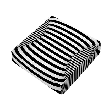 Black And White Torus Illusion Print Outdoor Seat Cushion Cover