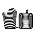 Black And White Torus Illusion Print Oven Mitt And Pot Holder Set
