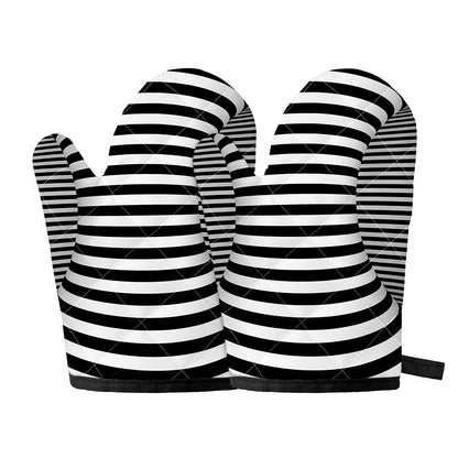 Black And White Torus Illusion Print Oven Mitts