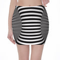 Black And White Torus Illusion Print Pencil Mini Skirt