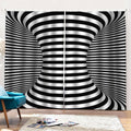 Black And White Torus Illusion Print Pencil Pleat Curtains