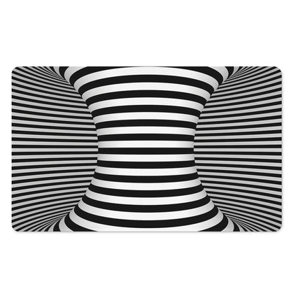 Black And White Torus Illusion Print Polyester Doormat