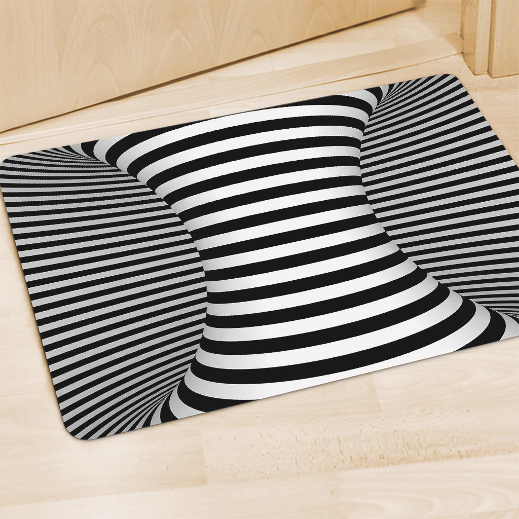 Black And White Torus Illusion Print Polyester Doormat