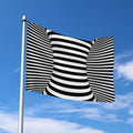 Black And White Torus Illusion Print Polyester Flag
