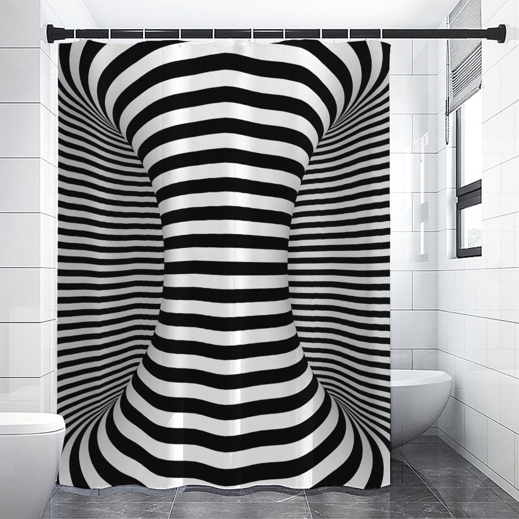 Black And White Torus Illusion Print Premium Shower Curtain