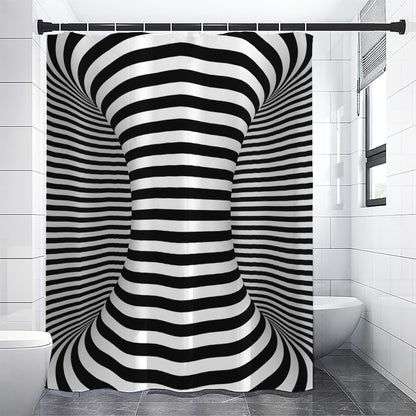 Black And White Torus Illusion Print Premium Shower Curtain