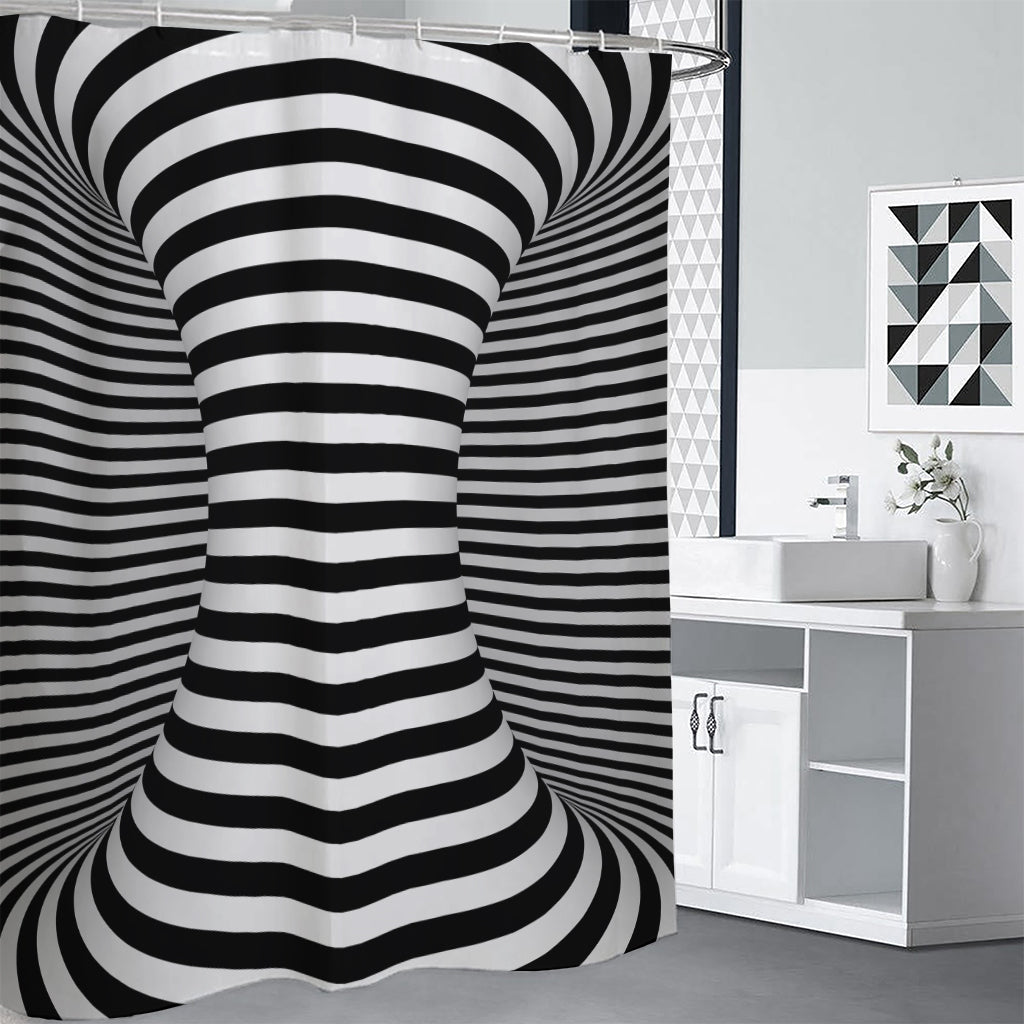 Black And White Torus Illusion Print Premium Shower Curtain