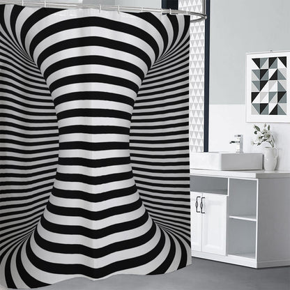 Black And White Torus Illusion Print Premium Shower Curtain