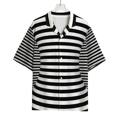 Black And White Torus Illusion Print Rayon Hawaiian Shirt
