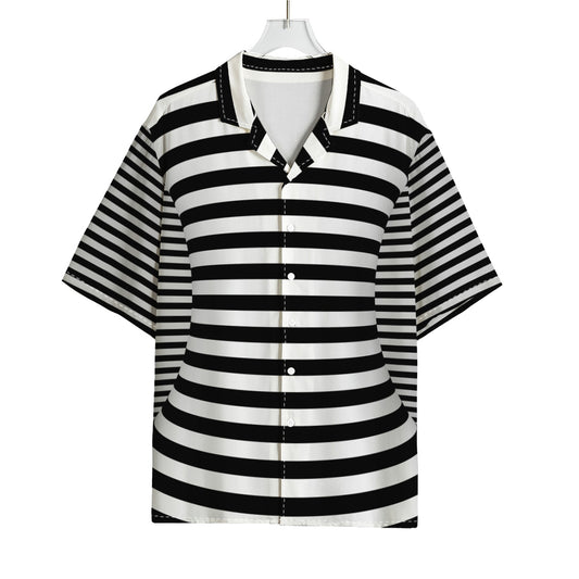 Black And White Torus Illusion Print Rayon Hawaiian Shirt