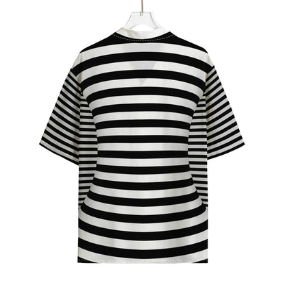 Black And White Torus Illusion Print Rayon Hawaiian Shirt