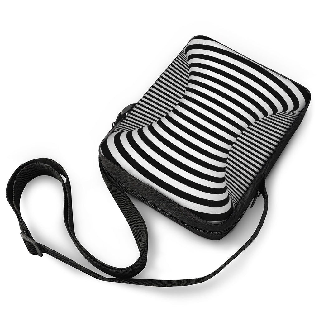 Black And White Torus Illusion Print Rectangular Crossbody Bag
