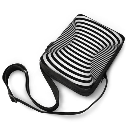 Black And White Torus Illusion Print Rectangular Crossbody Bag