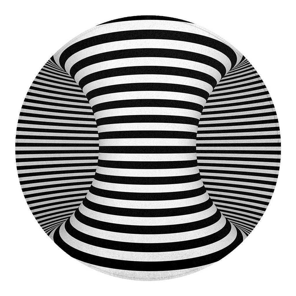 Black And White Torus Illusion Print Round Blanket