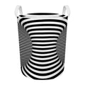 Black And White Torus Illusion Print Round Laundry Basket
