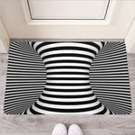 Black And White Torus Illusion Print Rubber Doormat