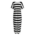 Black And White Torus Illusion Print Short Sleeve Long Nightdress