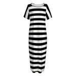 Black And White Torus Illusion Print Short Sleeve Long Nightdress