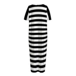 Black And White Torus Illusion Print Short Sleeve Long Nightdress