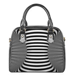 Black And White Torus Illusion Print Shoulder Handbag