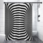 Black And White Torus Illusion Print Shower Curtain