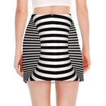 Black And White Torus Illusion Print Side Slit Mini Skirt