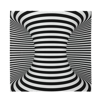 Black And White Torus Illusion Print Silk Bandana