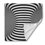 Black And White Torus Illusion Print Silk Bandana