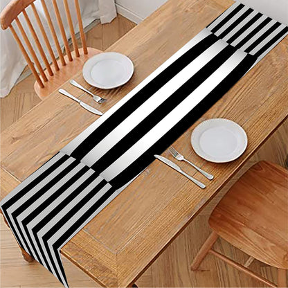 Black And White Torus Illusion Print Table Runner