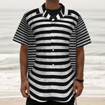 Black And White Torus Illusion Print Textured Short Sleeve Shirt